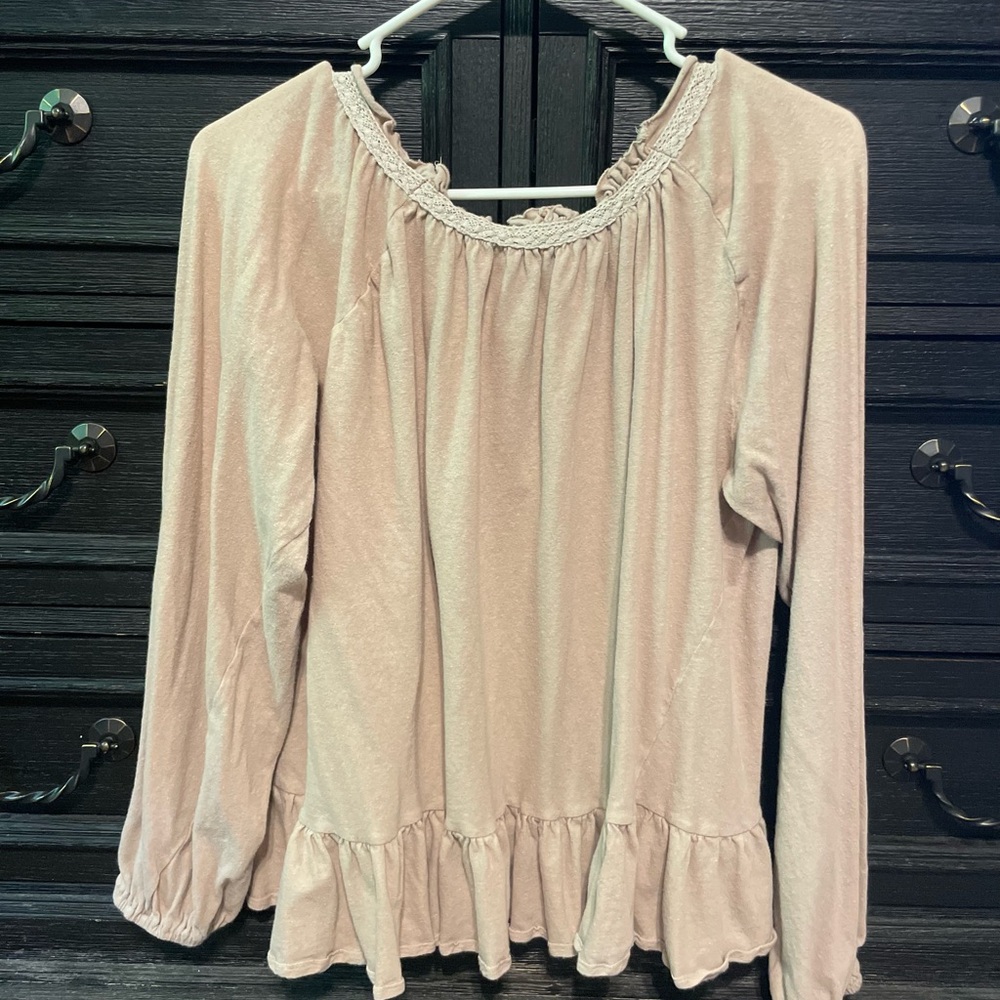Tan Ruffle Blouse - Picture 3 of 3